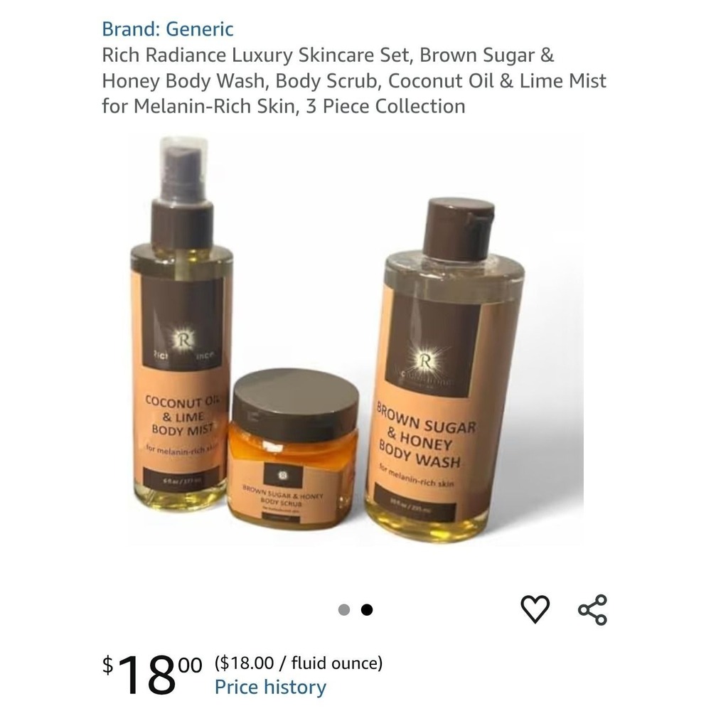 Rich Radiance Brown Sugar & Honey Skincare Set Body Wash Scrub Mist 3pc New - Picture 4 of 4